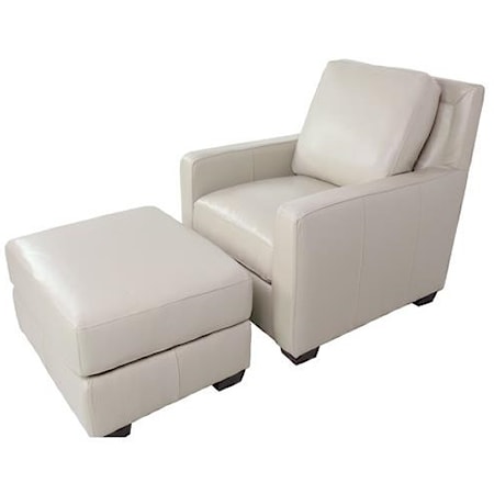 Leather Chair and Ottoman