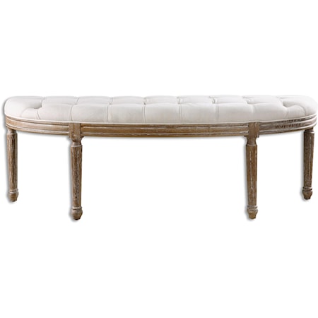 Leggett Tufted White Bench