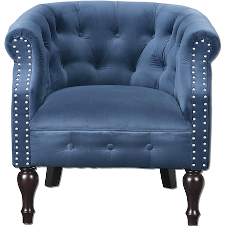 Aviana Blue Velvet Armchair