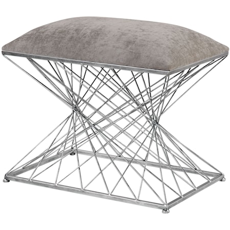 Zelia Silver Accent Stool