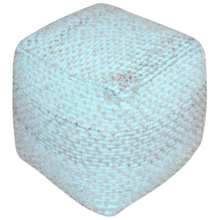 Valda Aqua Wool Pouf