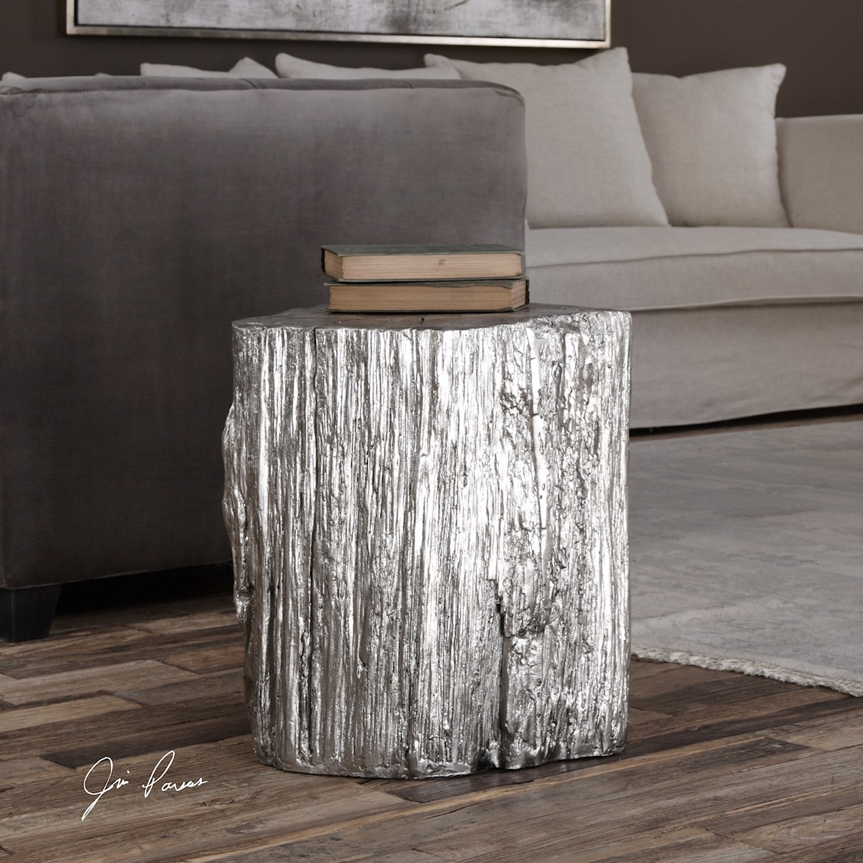 Uttermost Accent Furniture - Benches  Cambium Silver Tree Stump Stool