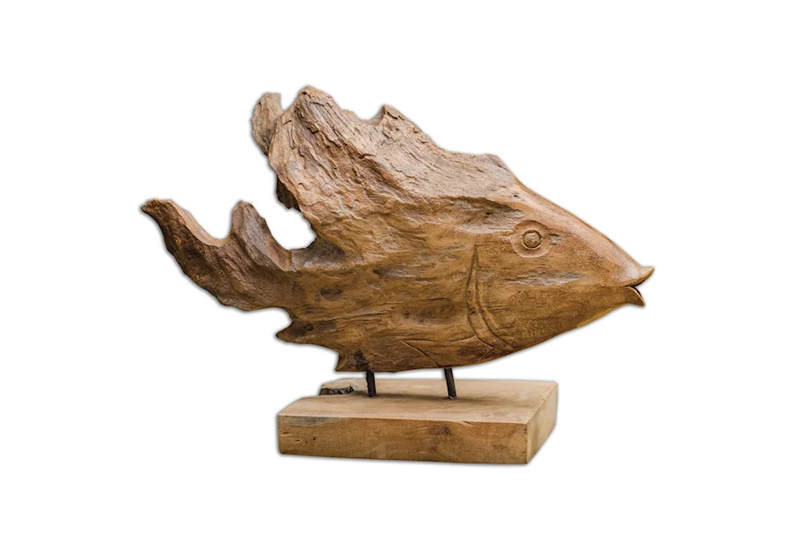 Accessories - Statues and Figurines Teak Fish Sculpture at Bennett's Furniture and Mattresses