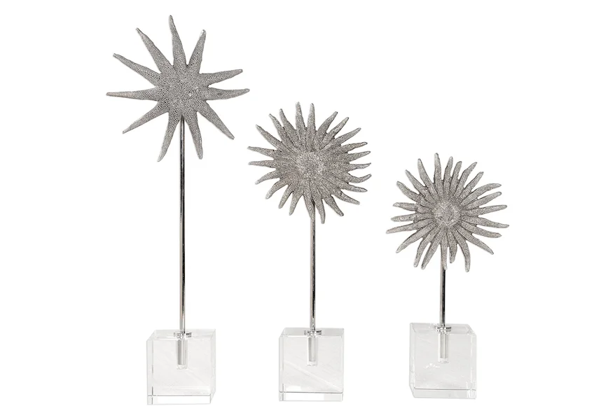 Accessories - Statues and Figurines Sunflower Starfish Sculptures, S/3 by Uttermost at Weinberger's Furniture