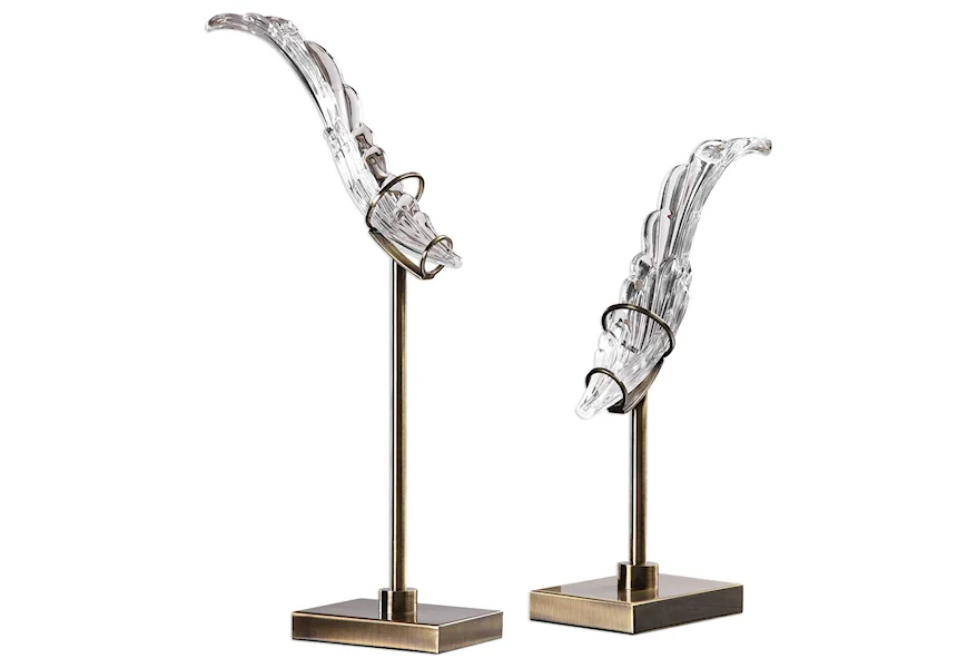 Accessories - Statues and Figurines Wings Sculpture (Set of 2) by Uttermost at Jacksonville Furniture Mart