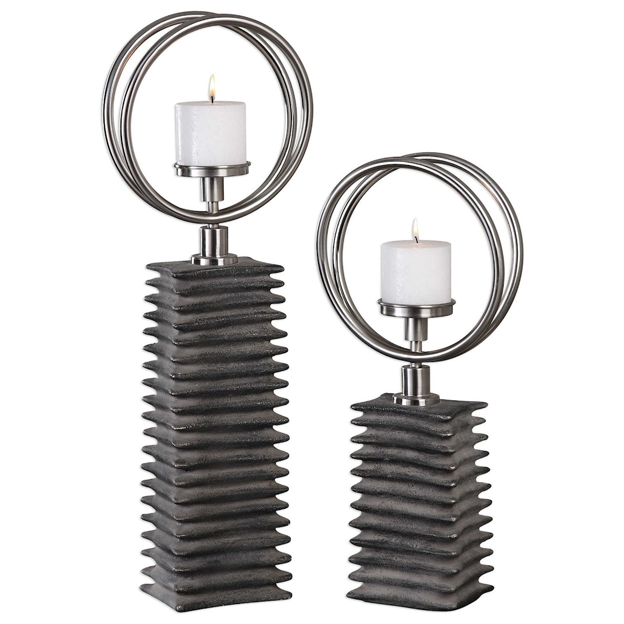 Uttermost Accessories - Candle Holders Eugenio Black Ceramic Candleholders