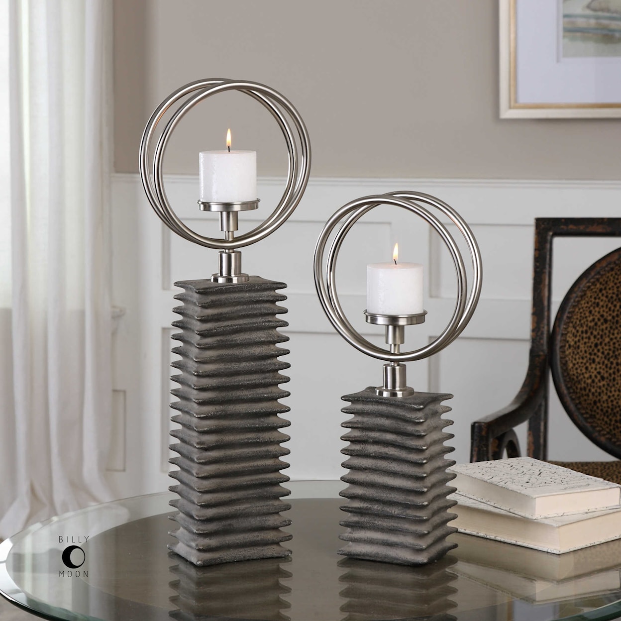 Uttermost Accessories - Candle Holders Eugenio Black Ceramic Candleholders