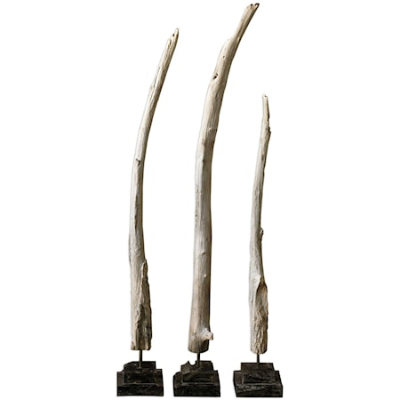 Teak Branches Statues, Set of 3