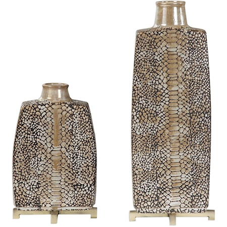 Reptila Textured Ceramic Vases Set of 2