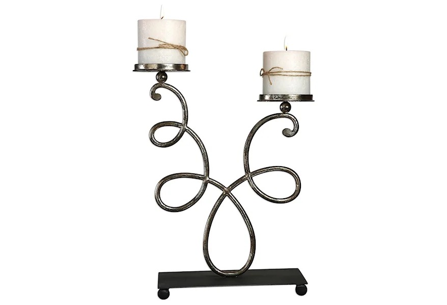 Accessories - Candle Holders Chandra Silver Candleholder at Bennett's Furniture and Mattresses