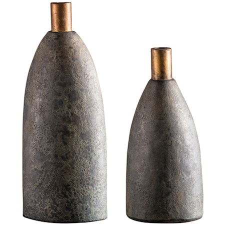 Kasen Charcoal Vases S/2