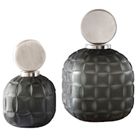 Nafuna Charcoal Glass Bottles S/2