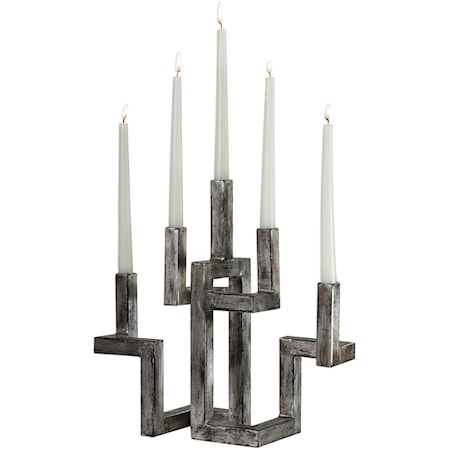 Rudra Antiqued Silver Candelabra