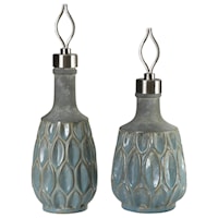 Arpana Blue And Gray Bottles S/2