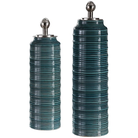 Delane Dark Teal Canisters S/2