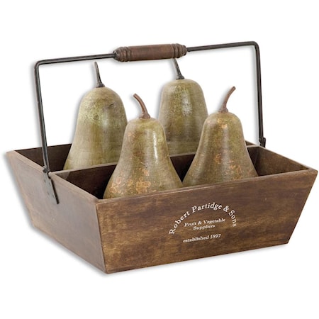 Pears In Basket Set of 5