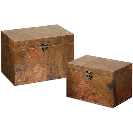 Ambrosia Copper Boxes, Set of  2