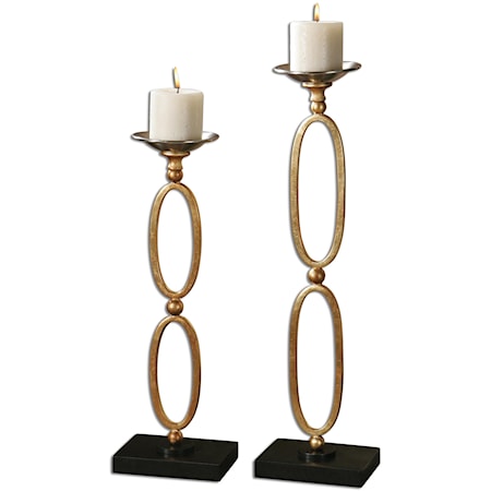 Lauria Chain Link Candleholders, Set of  2