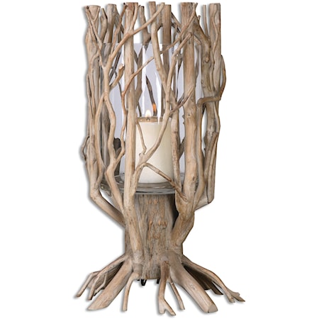 Ugo Natural Wood Candleholder
