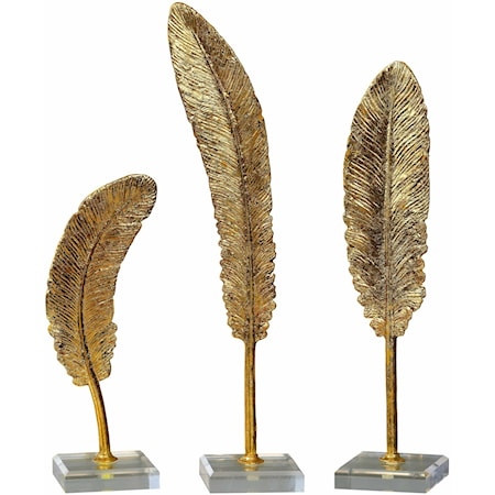 Feathers Gold Sculpture S/3