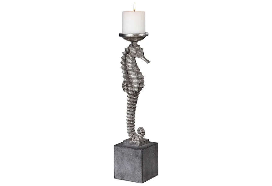 Accessories - Candle Holders Seahorse Silver Candleholder by Uttermost at Mueller Furniture