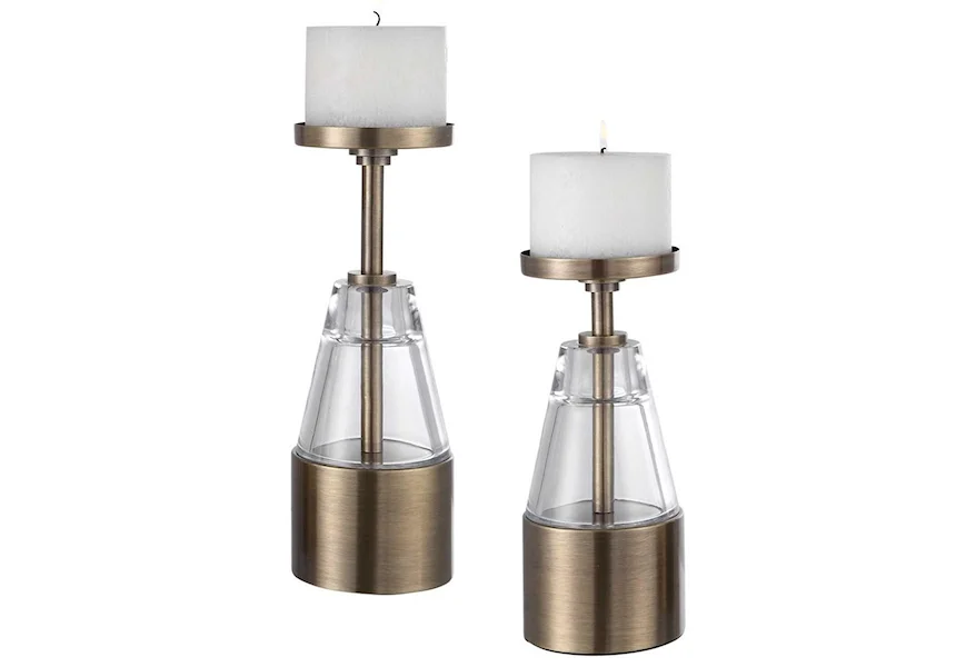 Accessories - Candle Holders Theirry Crystal Candleholders, Set/2 by Uttermost at Town and Country Furniture 