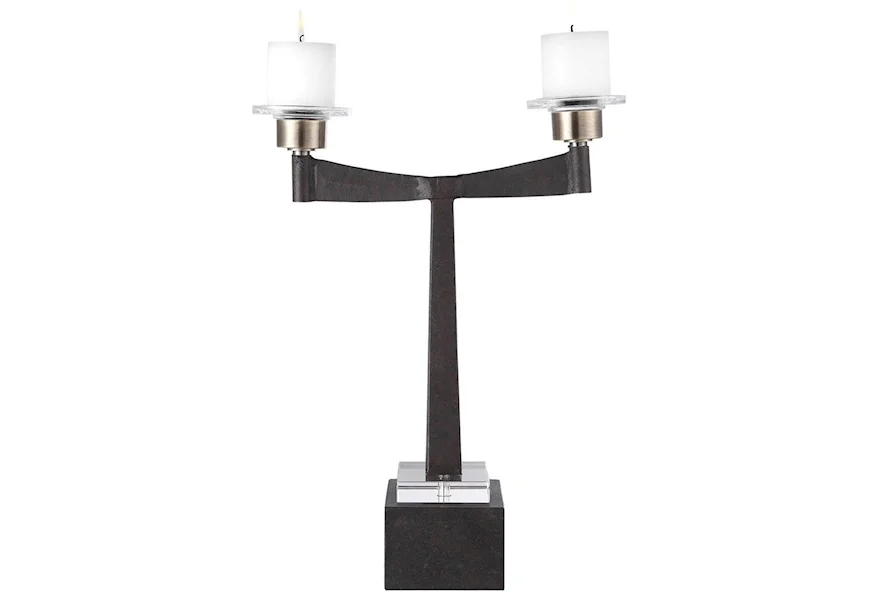 Accessories - Candle Holders Elizer Aged Black Candleholder by Uttermost at Pedigo Furniture