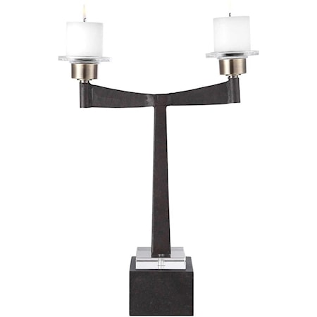 Elizer Aged Black Candleholder