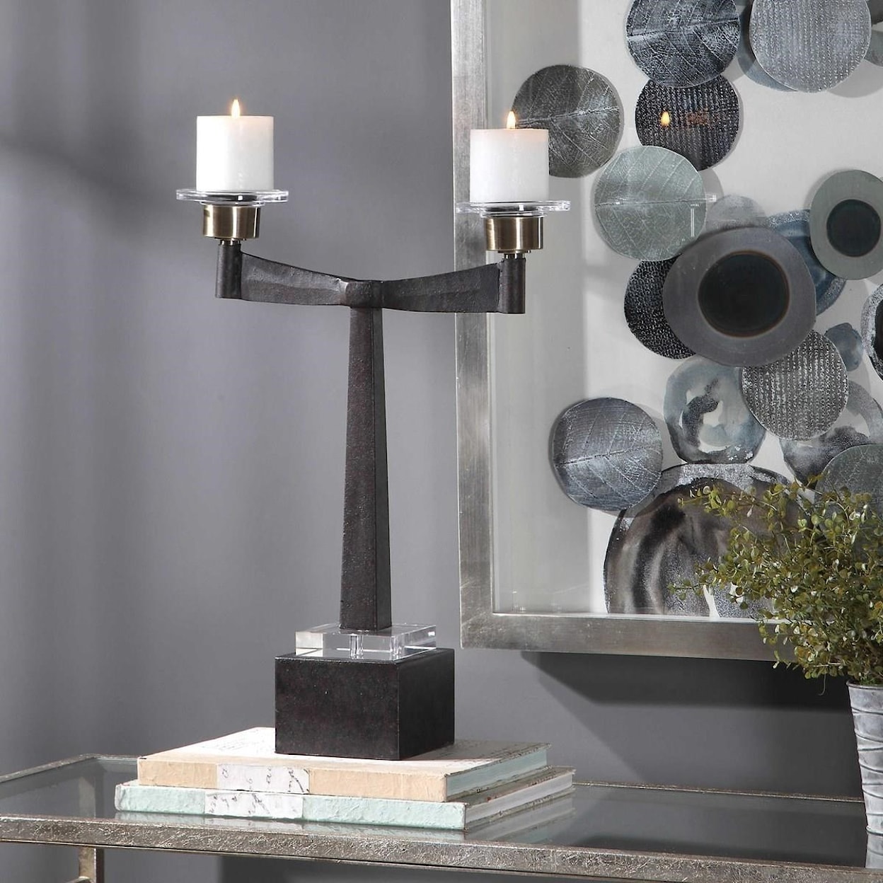 Uttermost Accessories - Candle Holders Elizer Aged Black Candleholder