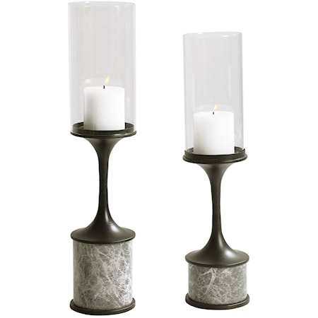 Deane Marble Candleholders, S/2