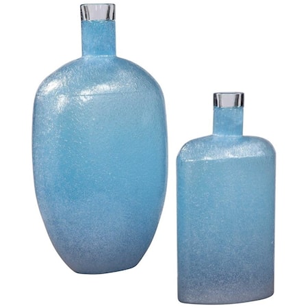 Suvi Blue Glass Vases, Set of 2