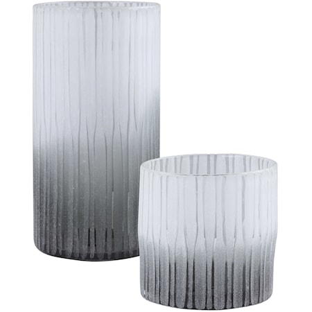 Como Etched Glass Vases, S/2