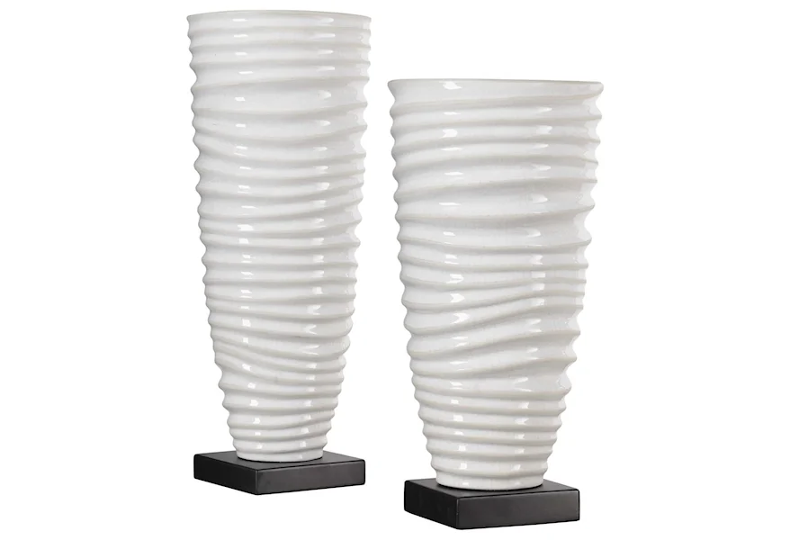 Accessories - Vases and Urns Kiera Aged White Vases, S/2 by Uttermost at Pedigo Furniture