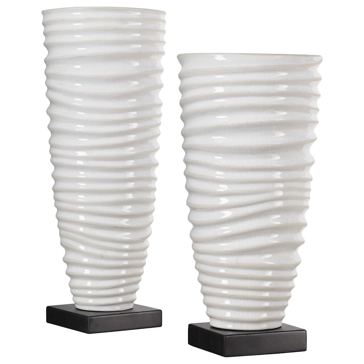 Uttermost Accessories - Vases and Urns Kiera Aged White Vases, S/2