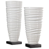 Kiera Aged White Vases, S/2