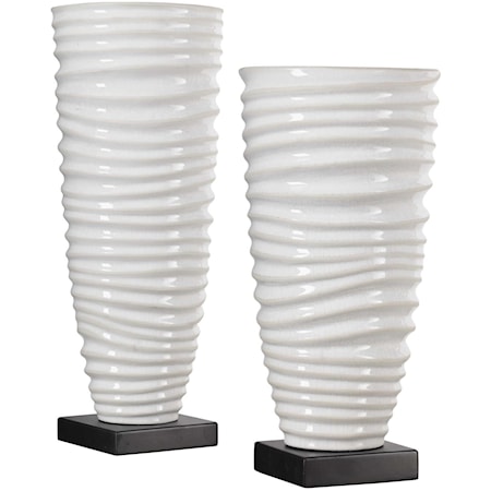 Kiera Aged White Vases, S/2