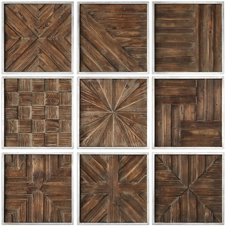 Bryndle Rustic Wooden Squares Set of 9