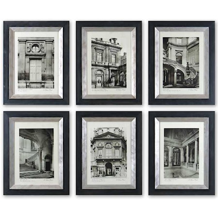 Paris Scene Framed Prints, Set of 6