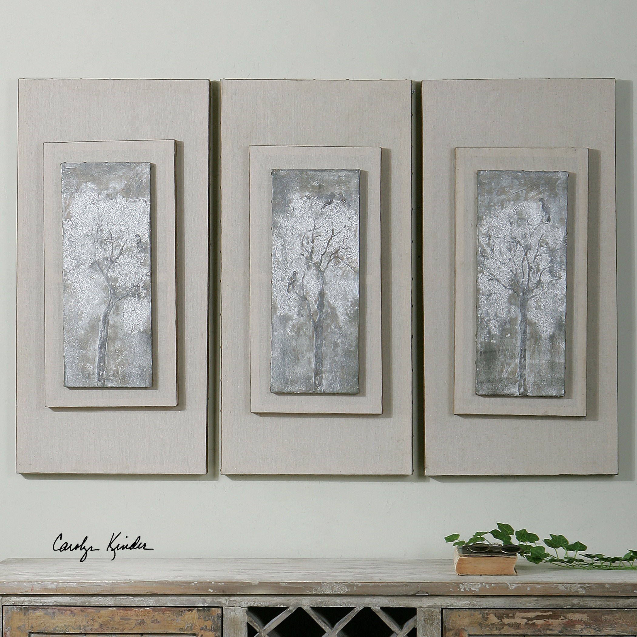  Triptych Trees Hand Painted Art (Set of 3)