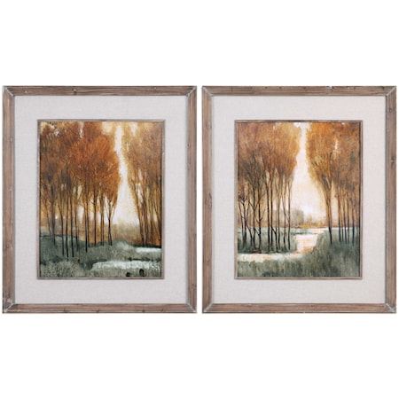 Custom Golden Forest Landscape Prints (Set o