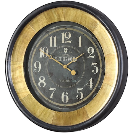Uttermost Lannaster Black & Gold Wall Clock