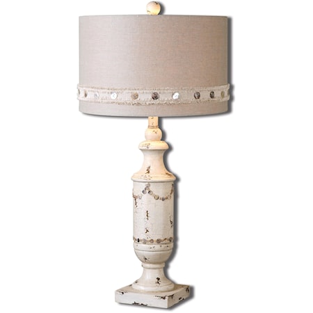 Lacedonia Distressed Ivory Lamp