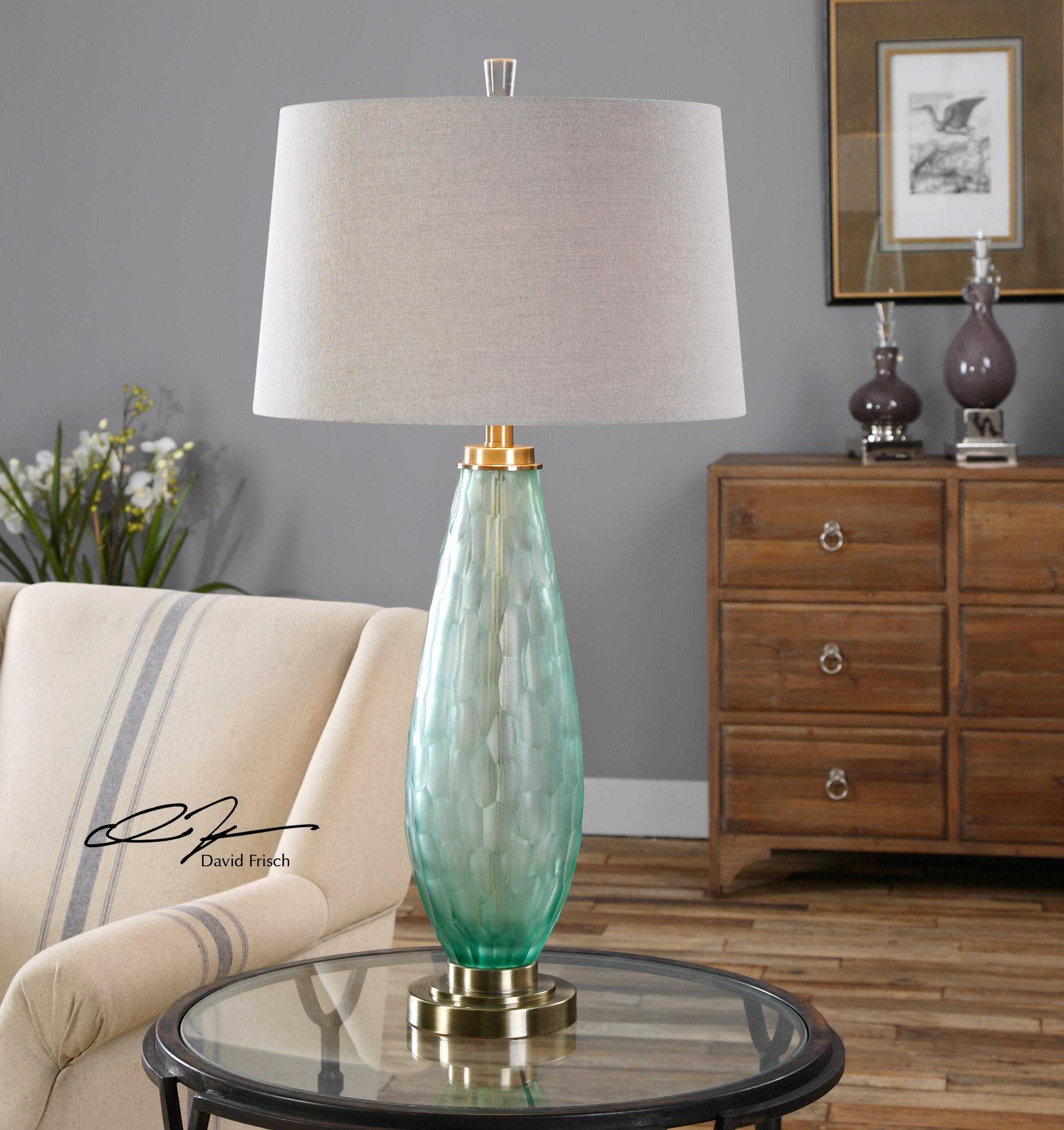 Uttermost Table Lamps Lenado Sea Green Glass Table Lamp