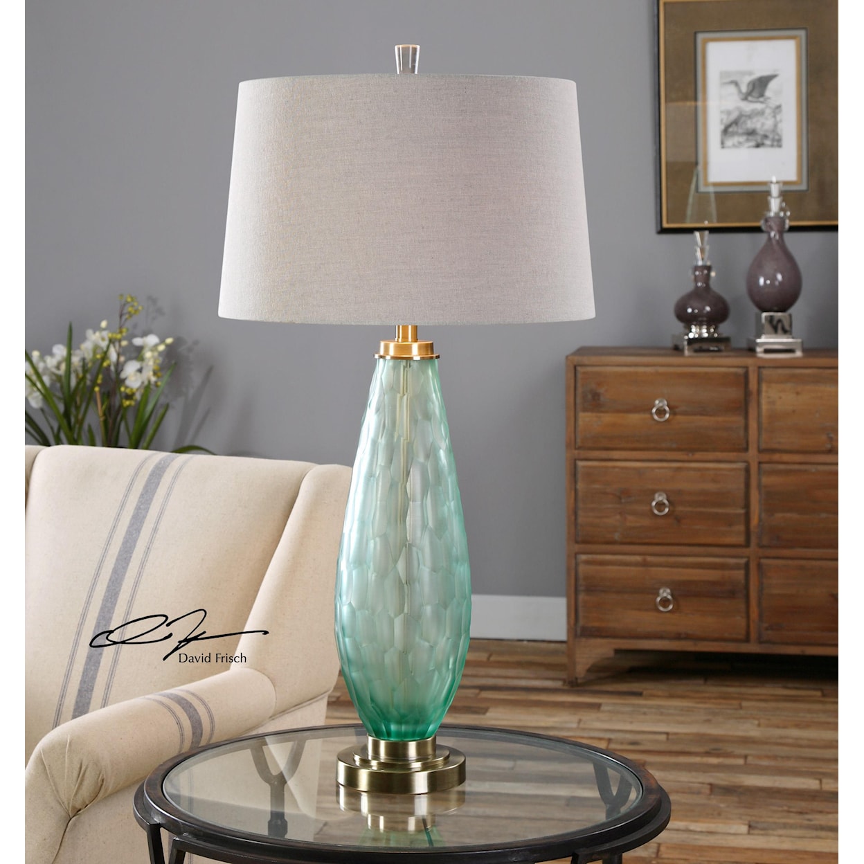 Uttermost Table Lamps Lenado Sea Green Glass Table Lamp