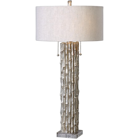 Silver Bamboo Table Lamp