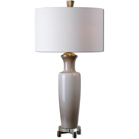 Consuela Taupe Gray Glass Table Lamp