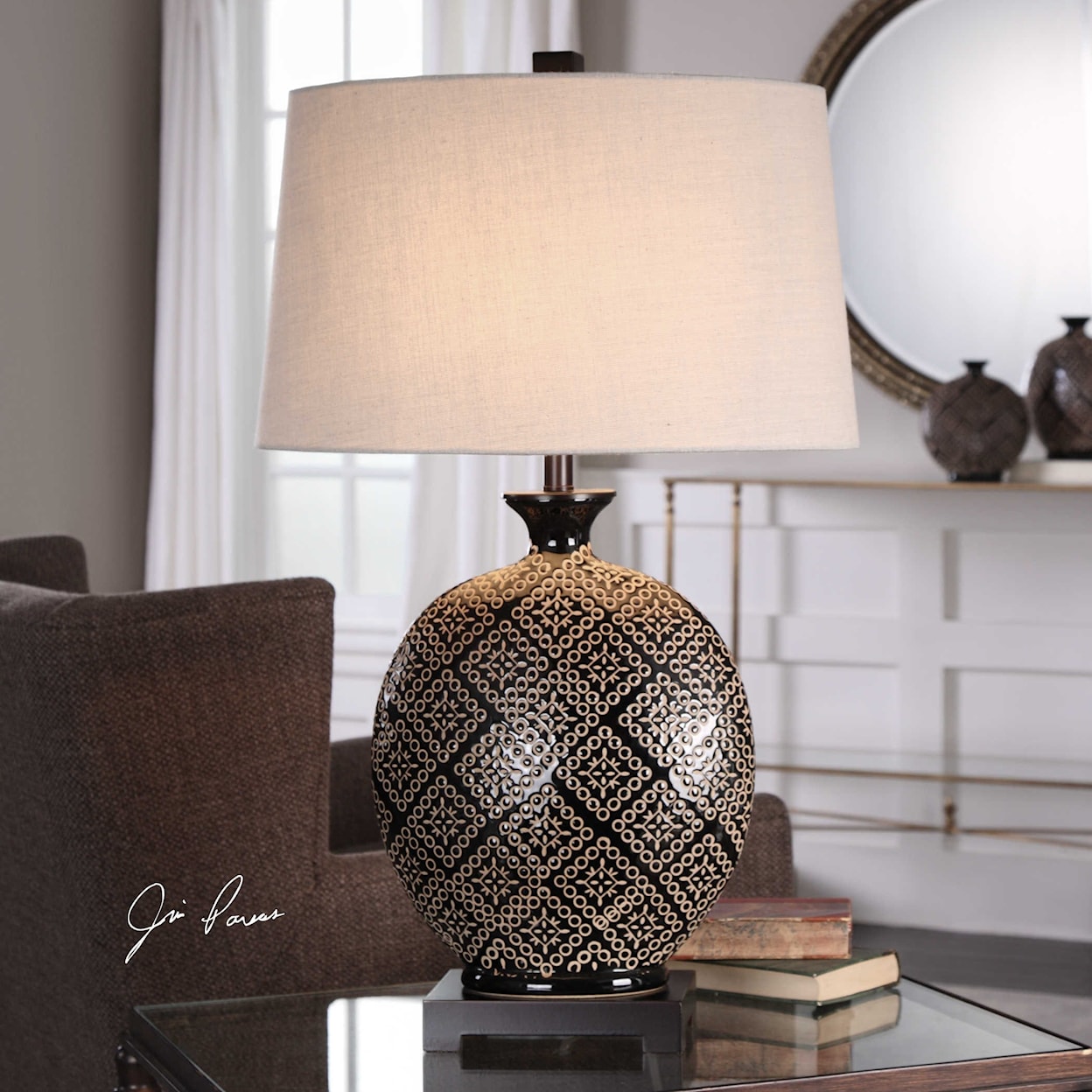 Uttermost Table Lamps Kelda Gloss Black Glazed Lamp