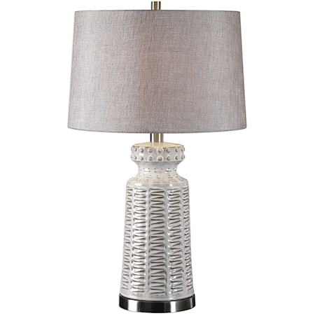 Kansa Distressed White Table Lamp