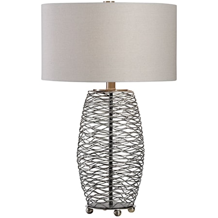 Sinuous Wavy Steel Mesh Lamp