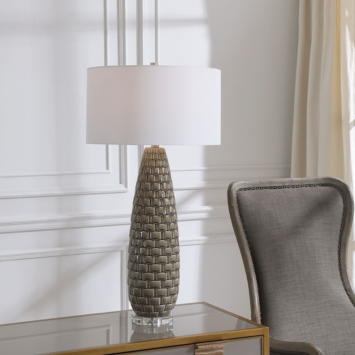 Uttermost Table Lamps Belregard Gray Table Lamp